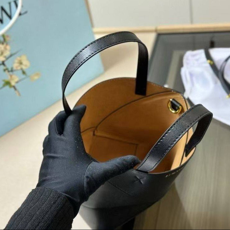 Loewe Small Leather Structured Bucket Bag in Black