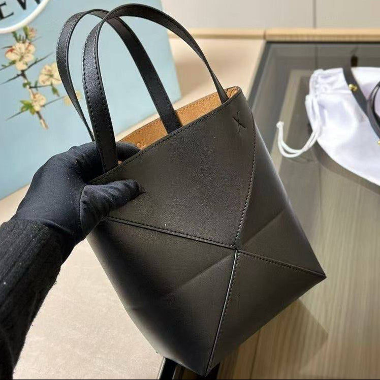 Loewe Small Leather Structured Bucket Bag in Black