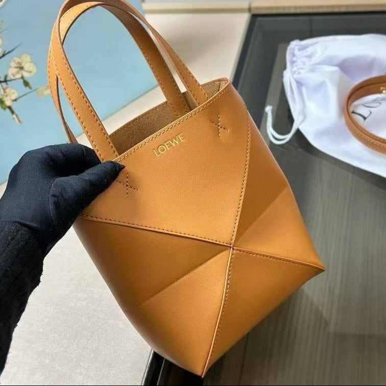 Loewe Small Leather Structured Bucket Bag in Black