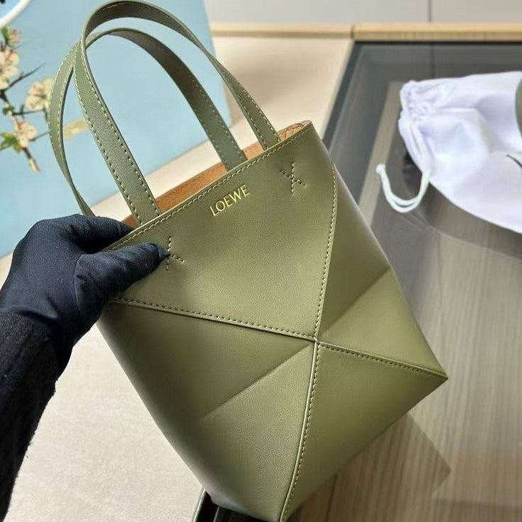 Loewe Small Leather Structured Bucket Bag in Black