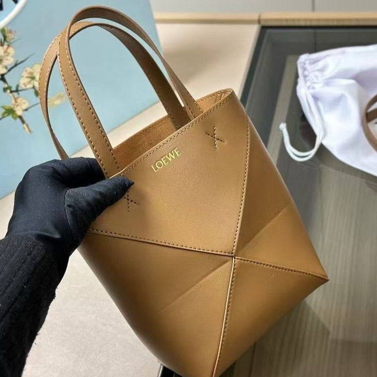 Loewe Small Leather Structured Bucket Bag in Black