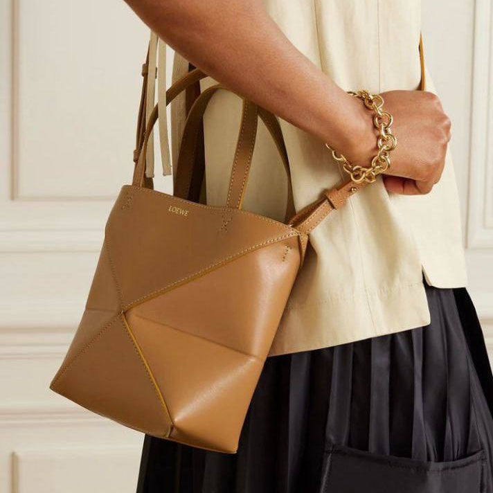 Loewe Small Leather Structured Bucket Bag in Black