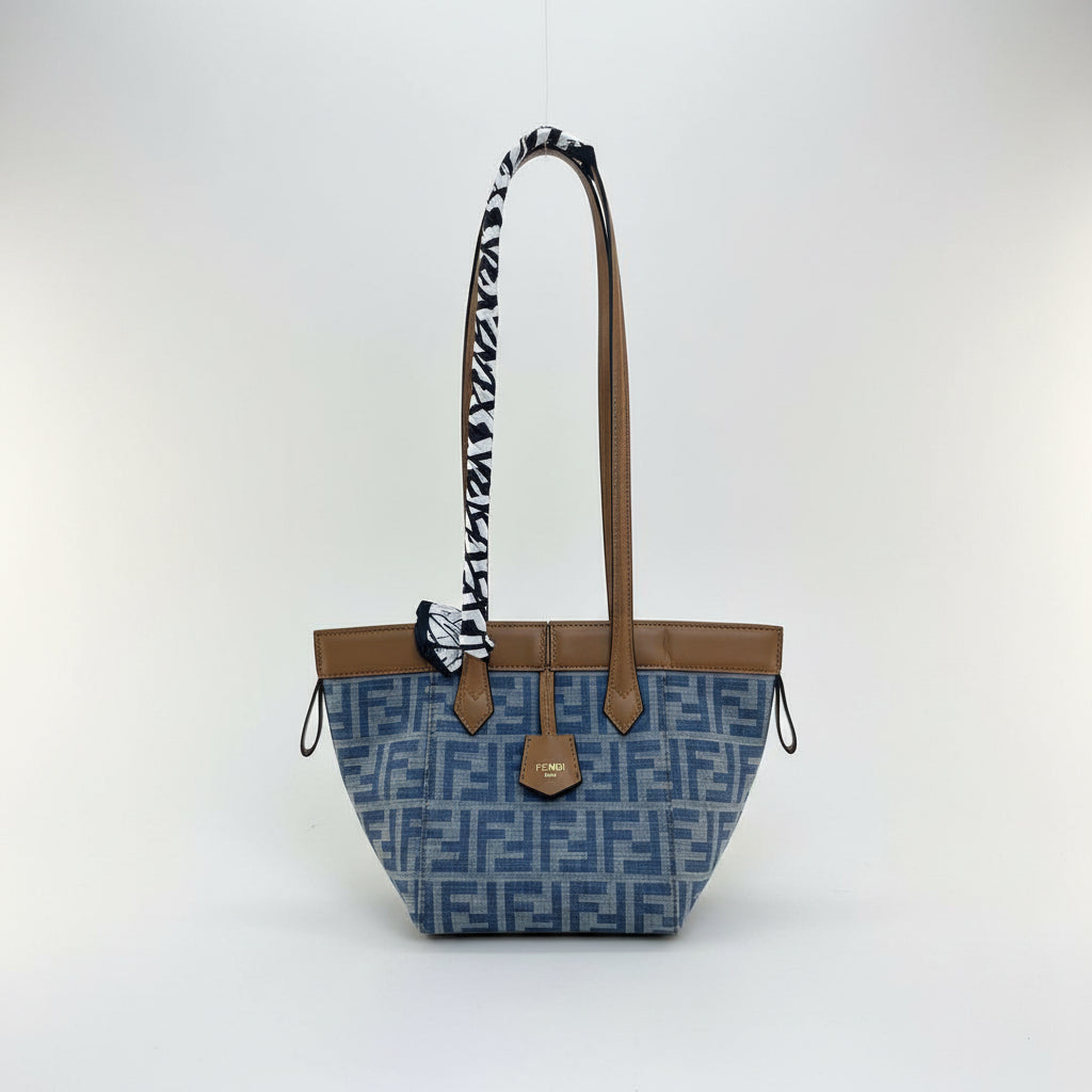Fendi Monogram Denim and Leather Tote Bag