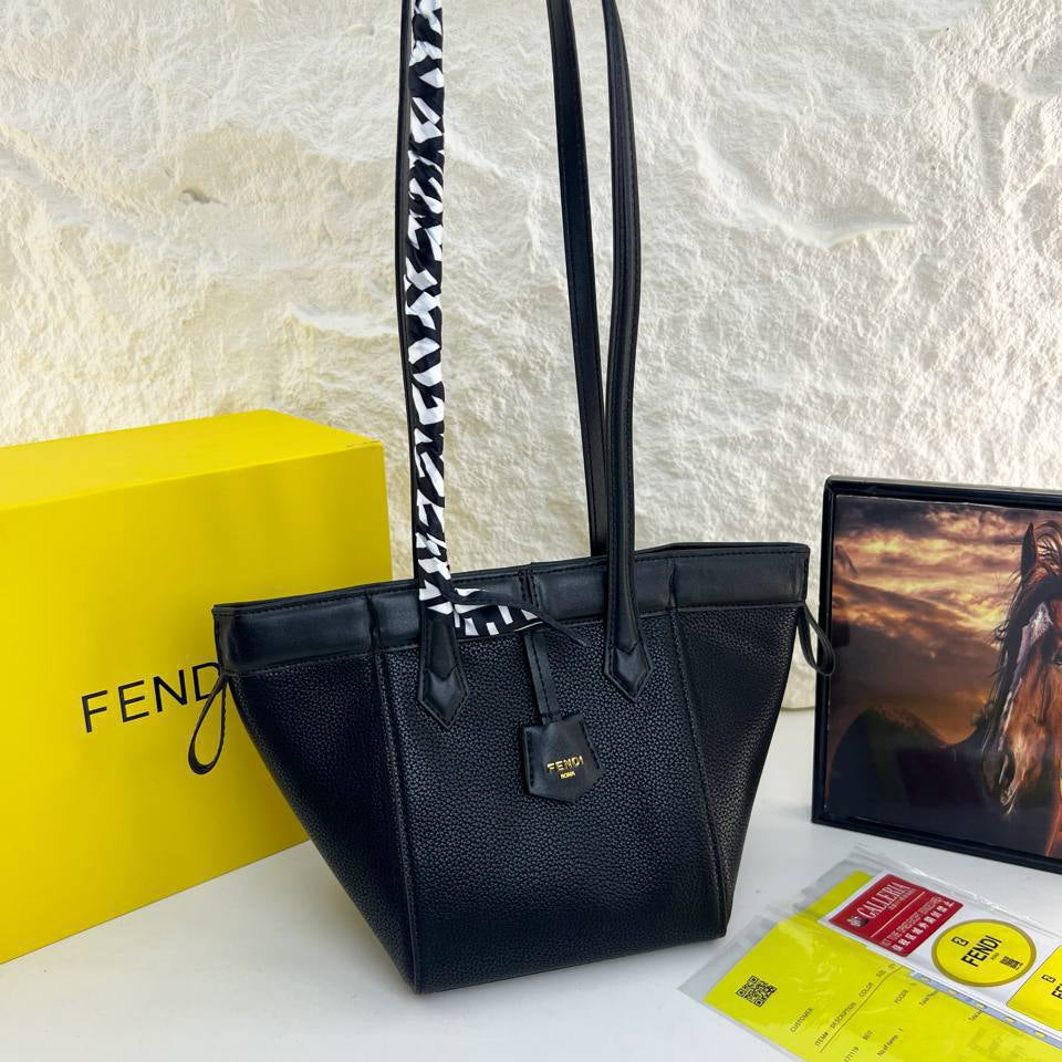 Fendi Monogram Denim and Leather Tote Bag
