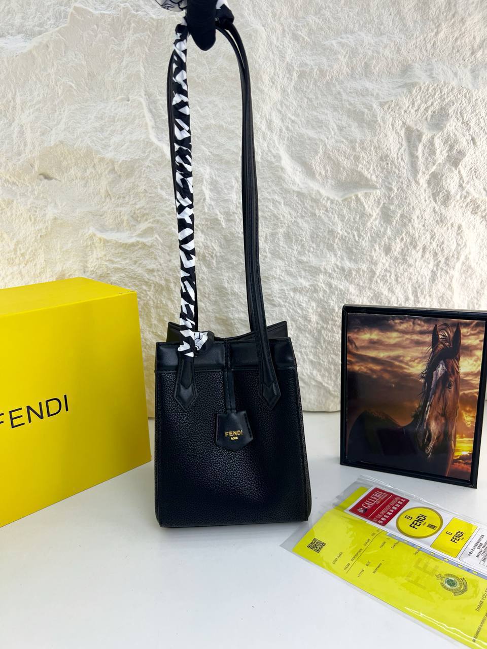 Fendi Monogram Denim and Leather Tote Bag