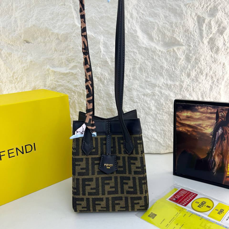Fendi Monogram Denim and Leather Tote Bag