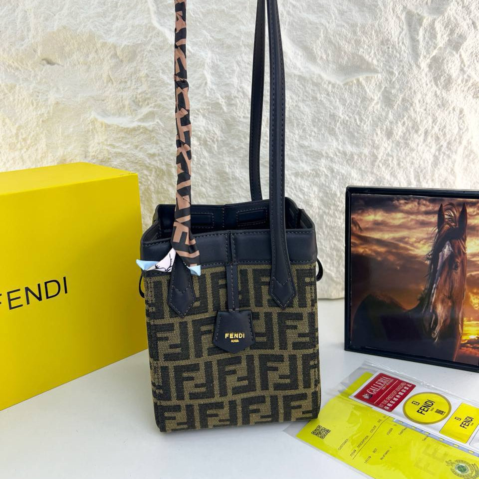Fendi Monogram Denim and Leather Tote Bag