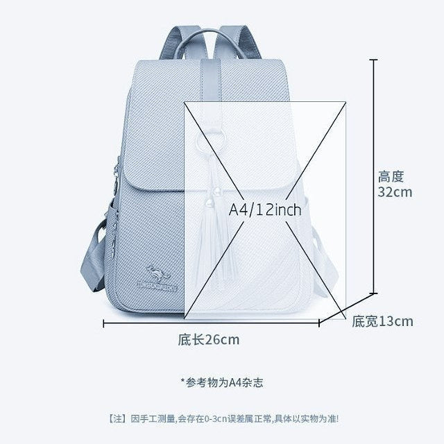 Jingpindaishu Tassel Accent PU Leather Versatile Backpack