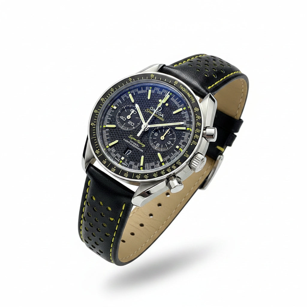 Omega Speedmaster Super Racing Chronograph with Signature Yellow Accents ⌚🏎️🖤