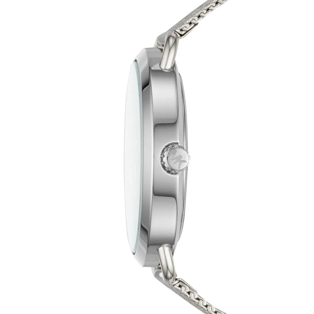 Michael Kors Silver Mesh Watch with Crystal Embellished Sub-Dial