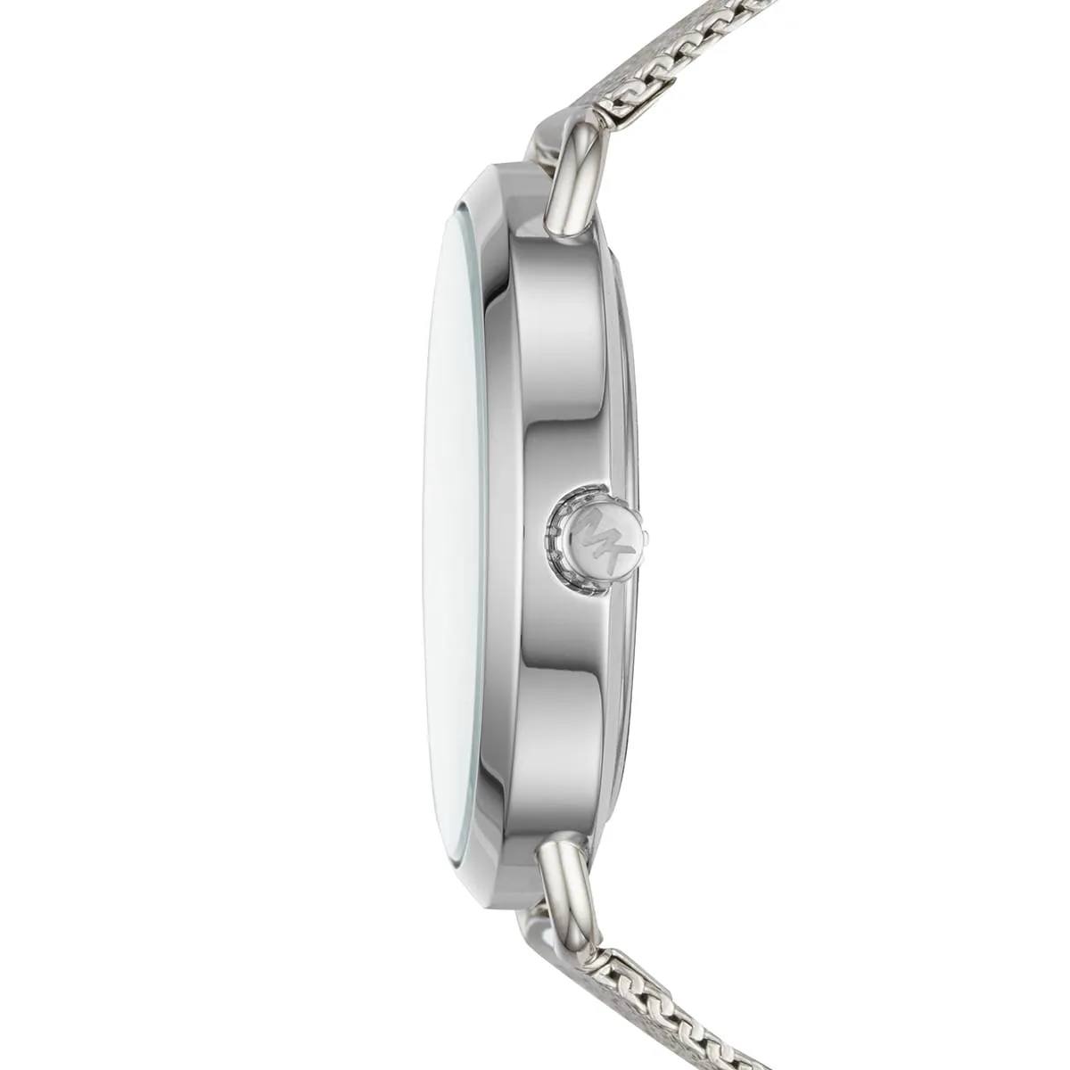 Michael Kors Silver Mesh Watch with Crystal Embellished Sub-Dial