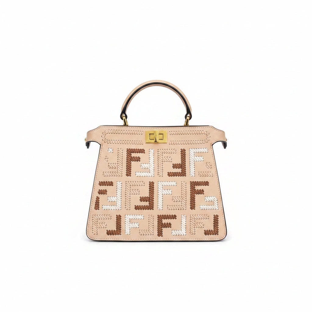 Fendi Roma Signature Logo Pattern Top Handle Handbag