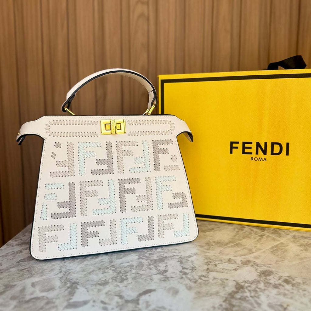 Fendi Roma Signature Logo Pattern Top Handle Handbag