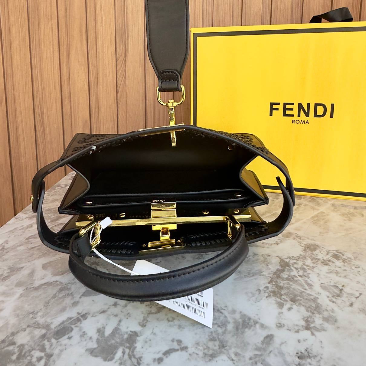 Fendi Roma Signature Logo Pattern Top Handle Handbag