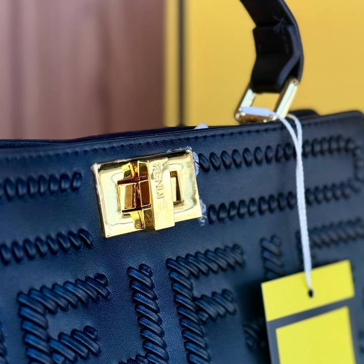 Fendi Roma Signature Logo Pattern Top Handle Handbag