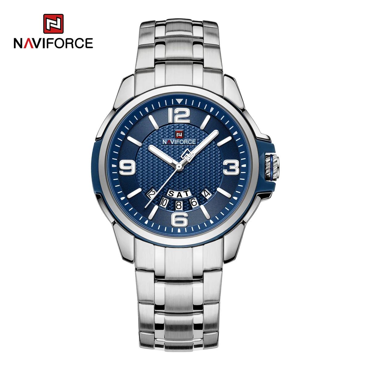NAVIFORCE Stainless Steel Analog Watch with Textured Dial