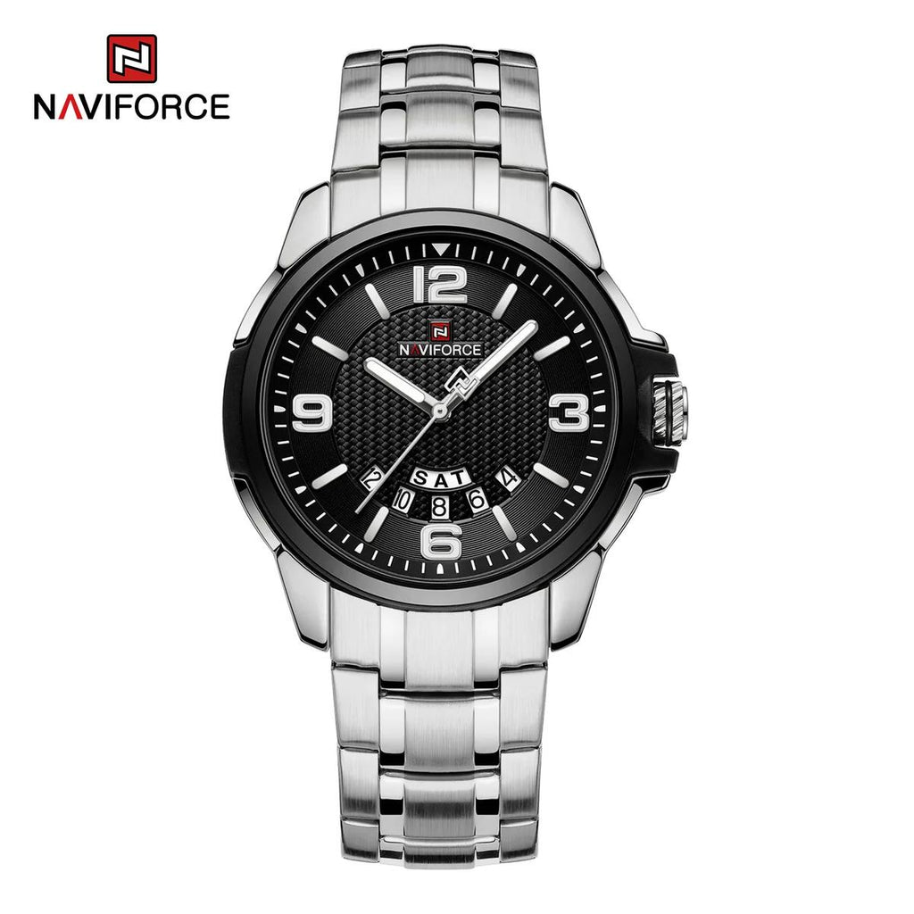 NAVIFORCE Stainless Steel Analog Watch with Textured Dial