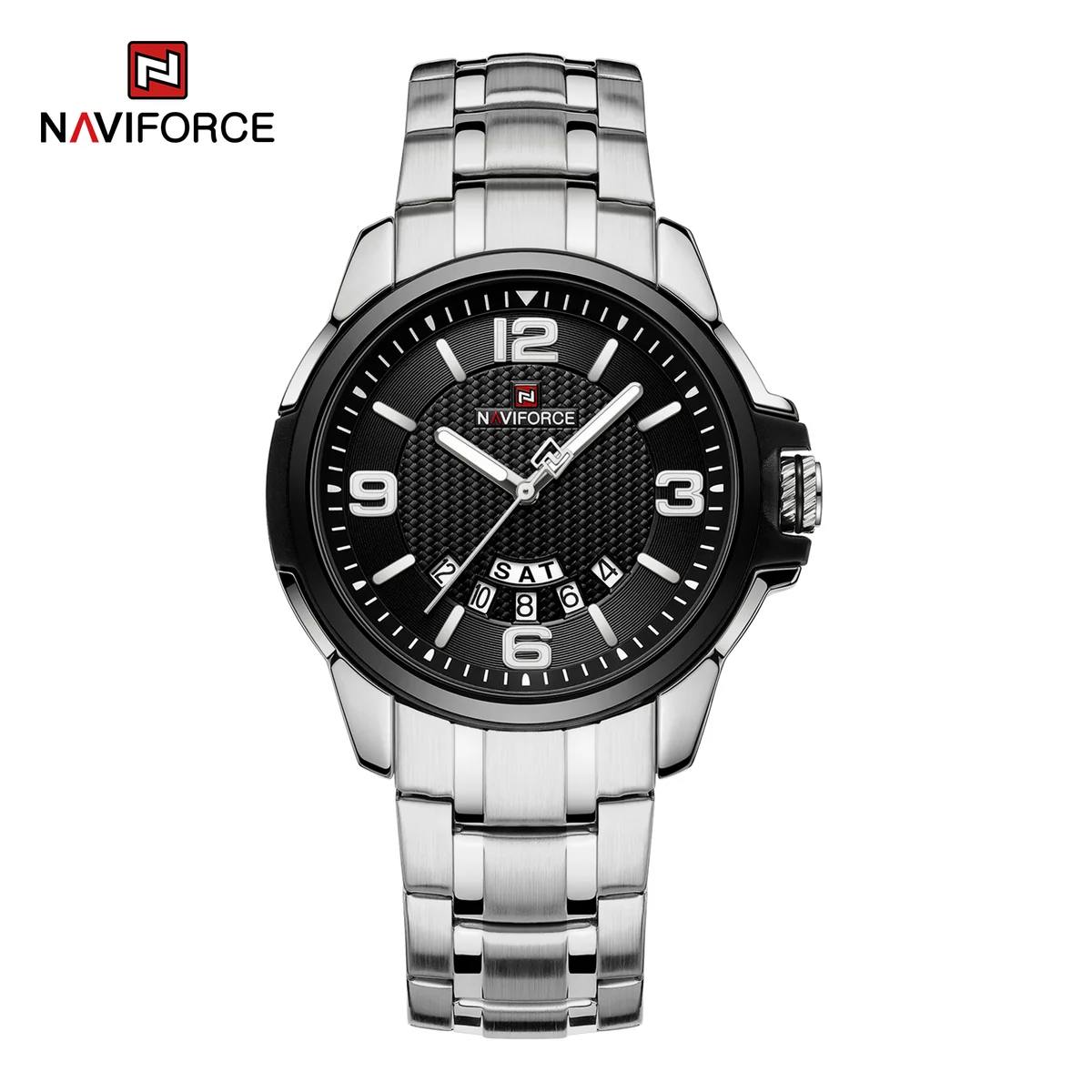 NAVIFORCE Stainless Steel Analog Watch with Textured Dial