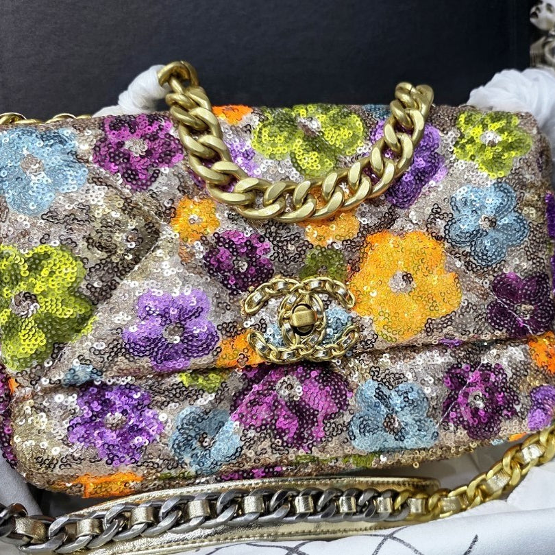 Chanel Multi-Color Sequin Flap Bag with Chain Strap