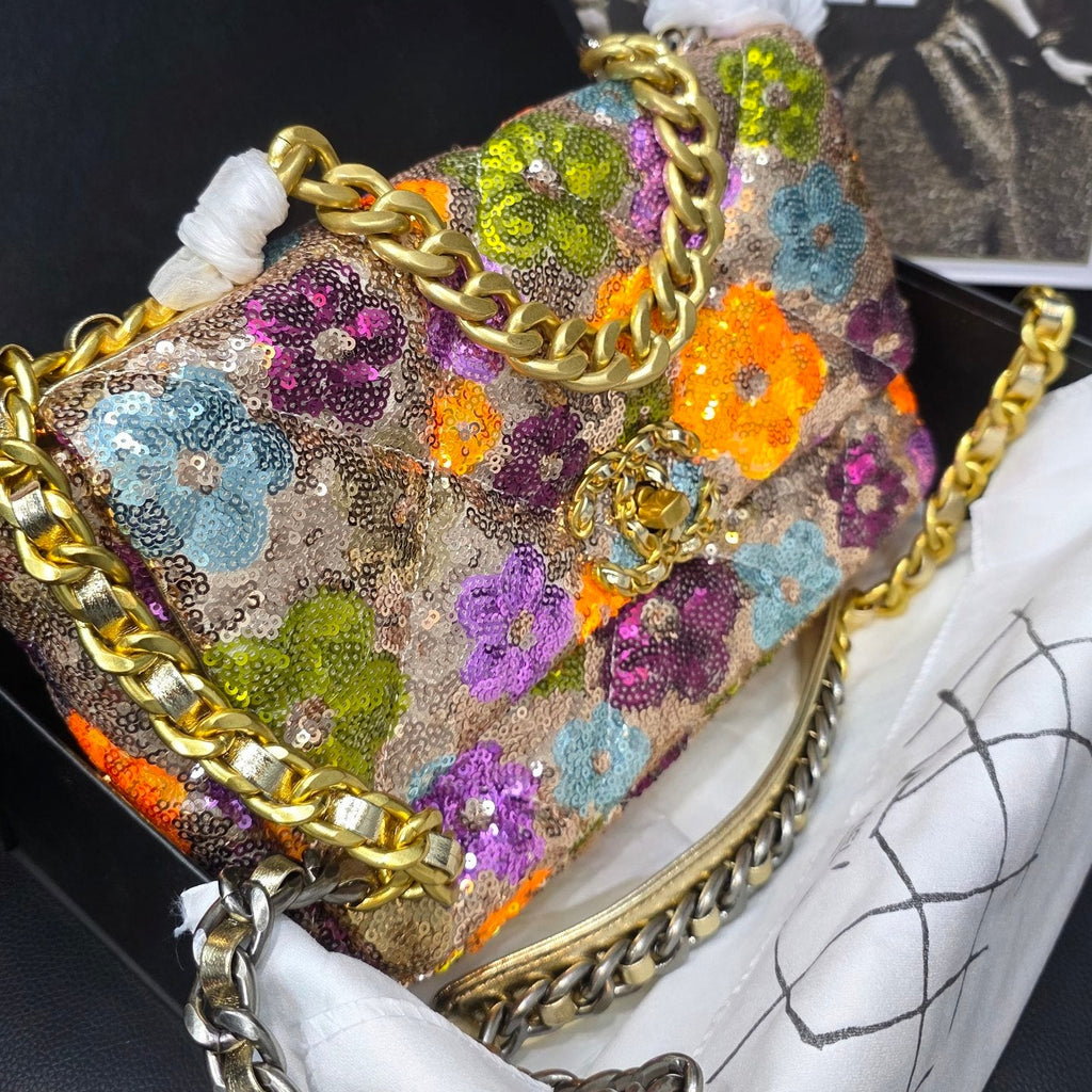 Chanel Multi-Color Sequin Flap Bag with Chain Strap