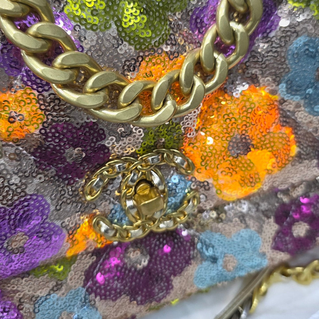 Chanel Multi-Color Sequin Flap Bag with Chain Strap