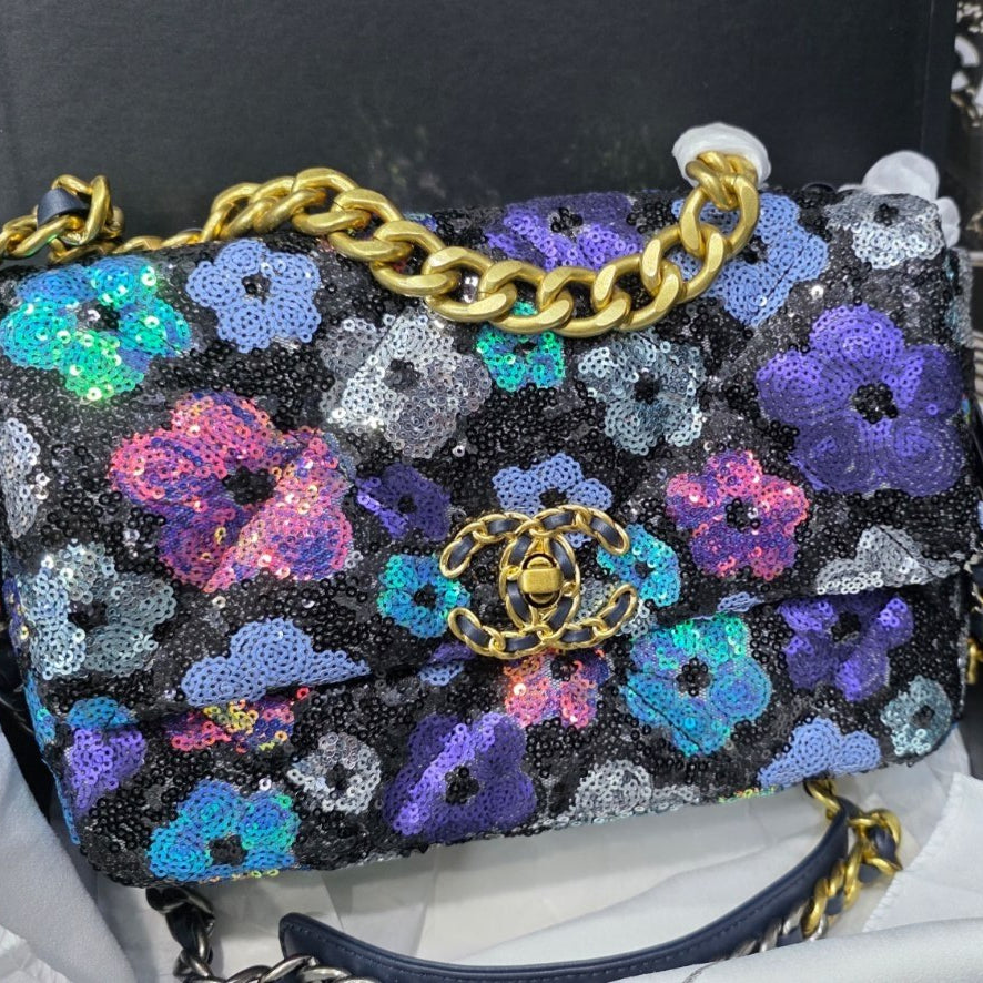 Chanel Multi-Color Sequin Flap Bag with Chain Strap