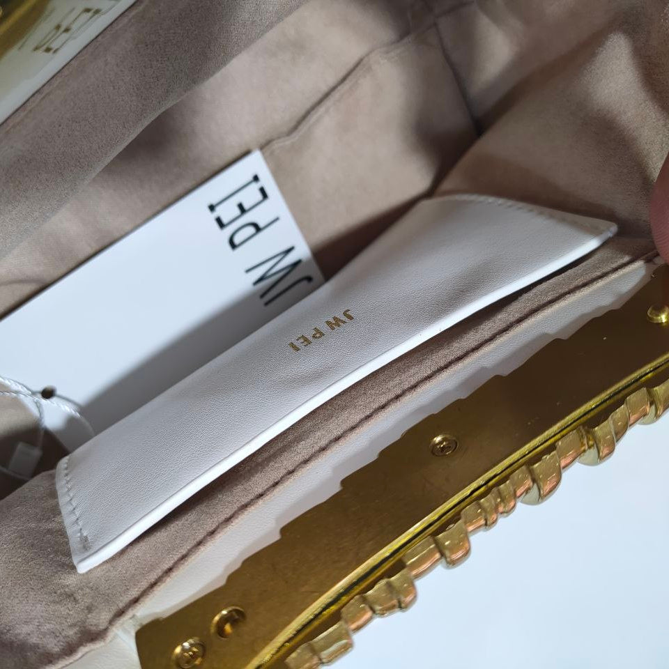 JW PEI Ruched Clutch with Statement Gold Ring Handle