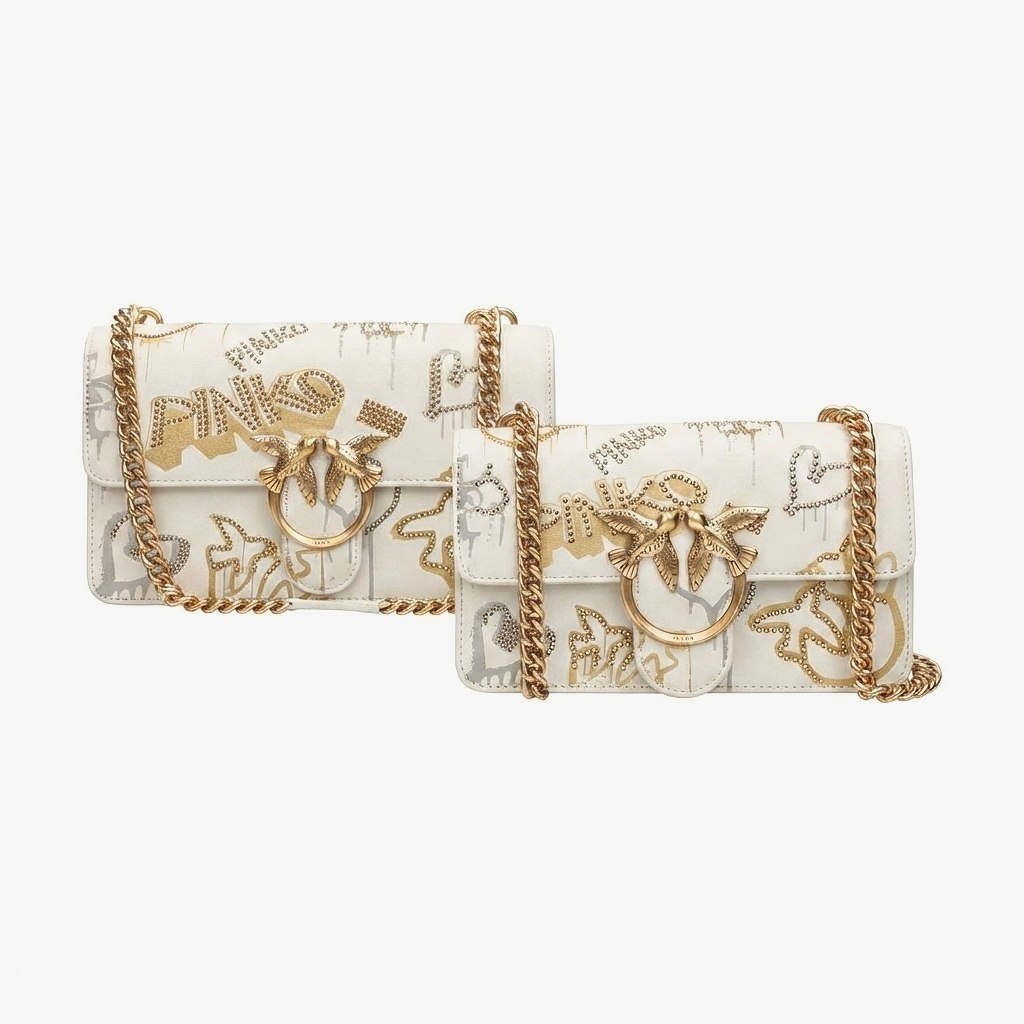 Pinko Mirror Large Graffiti Chain Bag