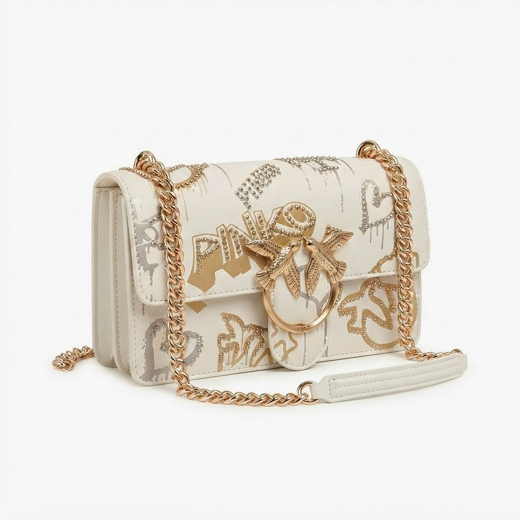 Pinko Mirror Large Graffiti Chain Bag