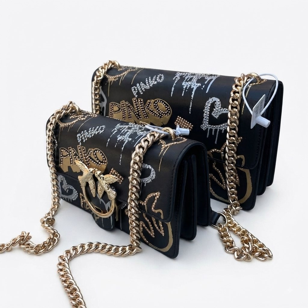 Pinko Mirror Large Graffiti Chain Bag