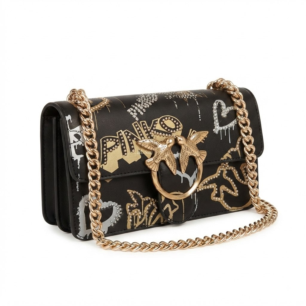 Pinko Mirror Large Graffiti Chain Bag