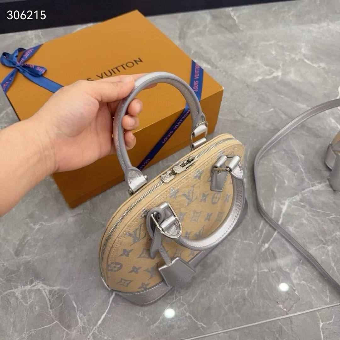 Louis Vuitton Alma Large Beige and Silver Monogram Bag