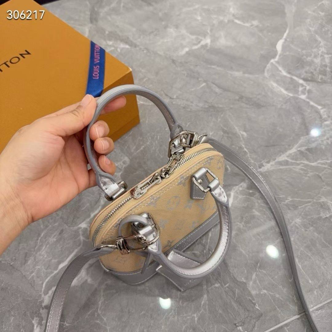 Louis Vuitton Alma Large Beige and Silver Monogram Bag