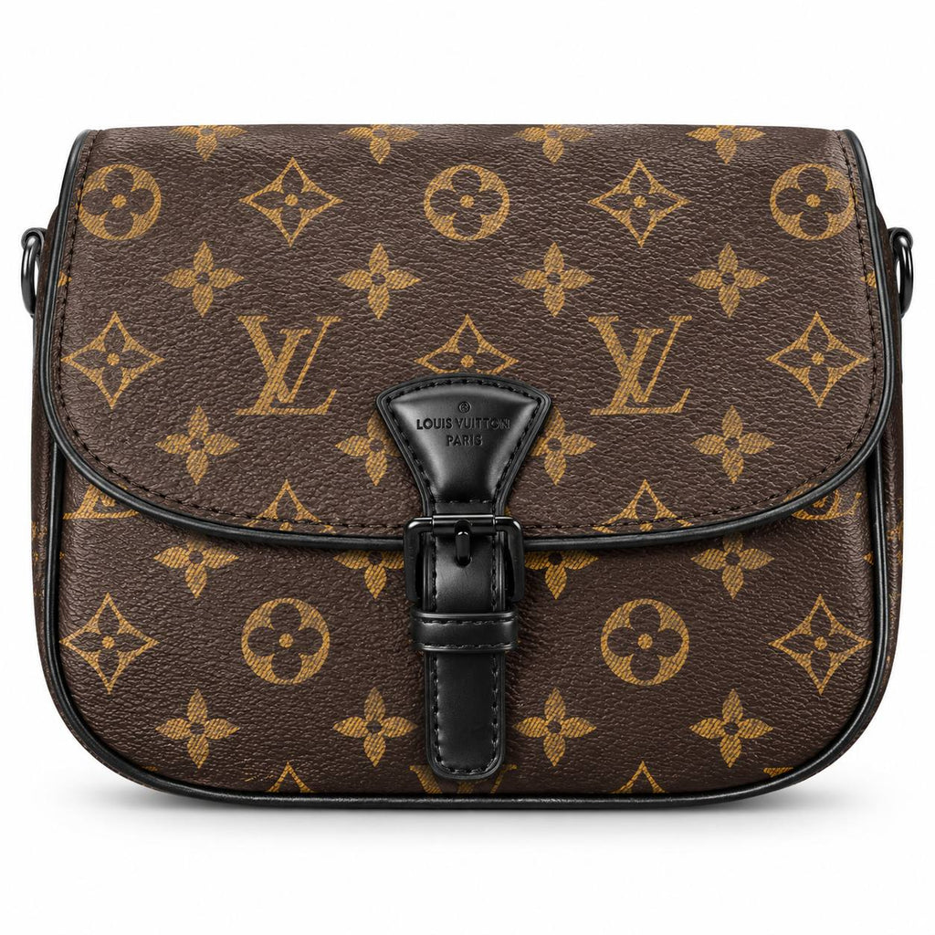 Louis Vuitton Monogram Canvas Bag with Black Leather Trim