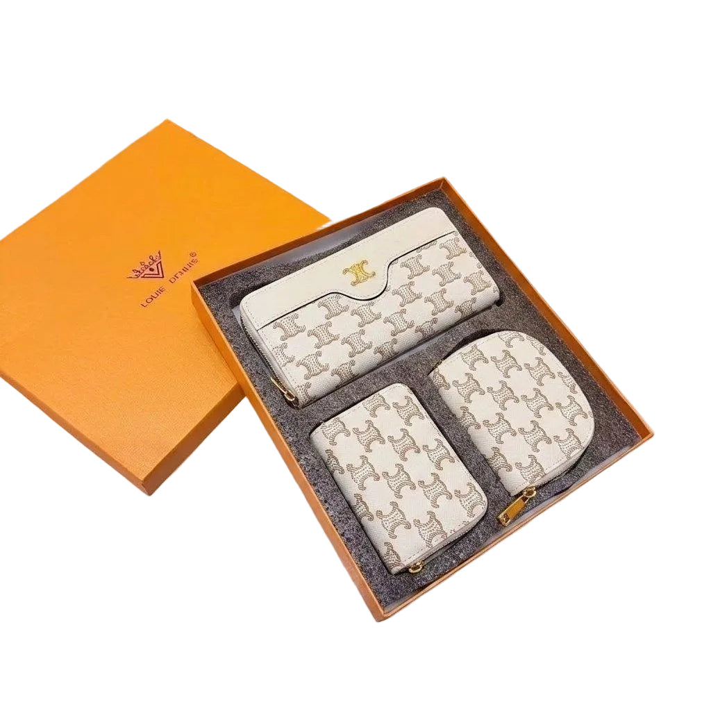 Louie Dennis Monogram Wallet and Pouch Trio Set