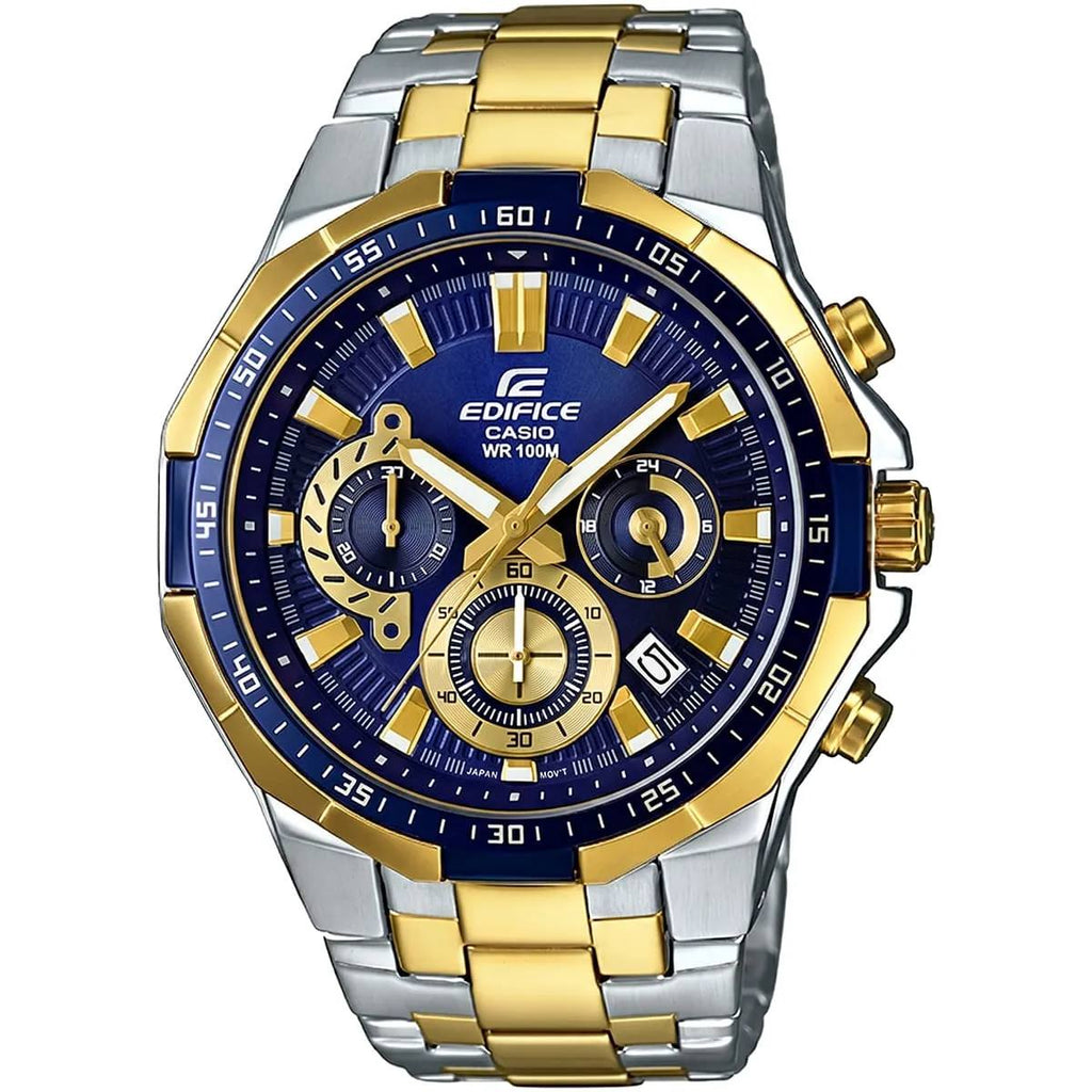 Casio Edifice Blue and Gold Stainless Steel Chronograph Watch