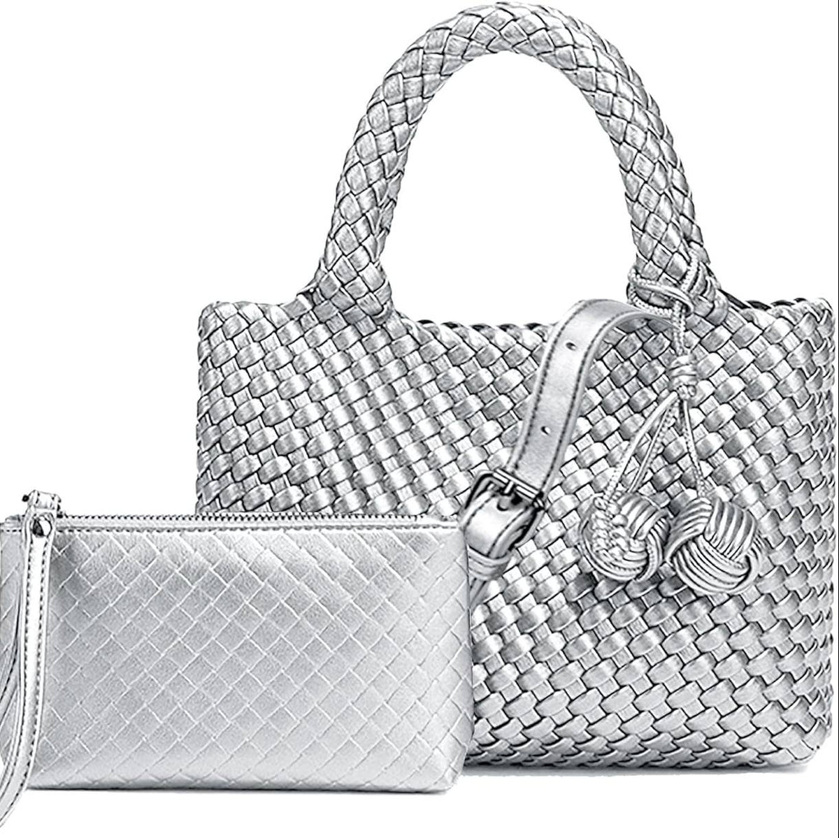 Artisan Woven Knot Detail Handbag with Pouch