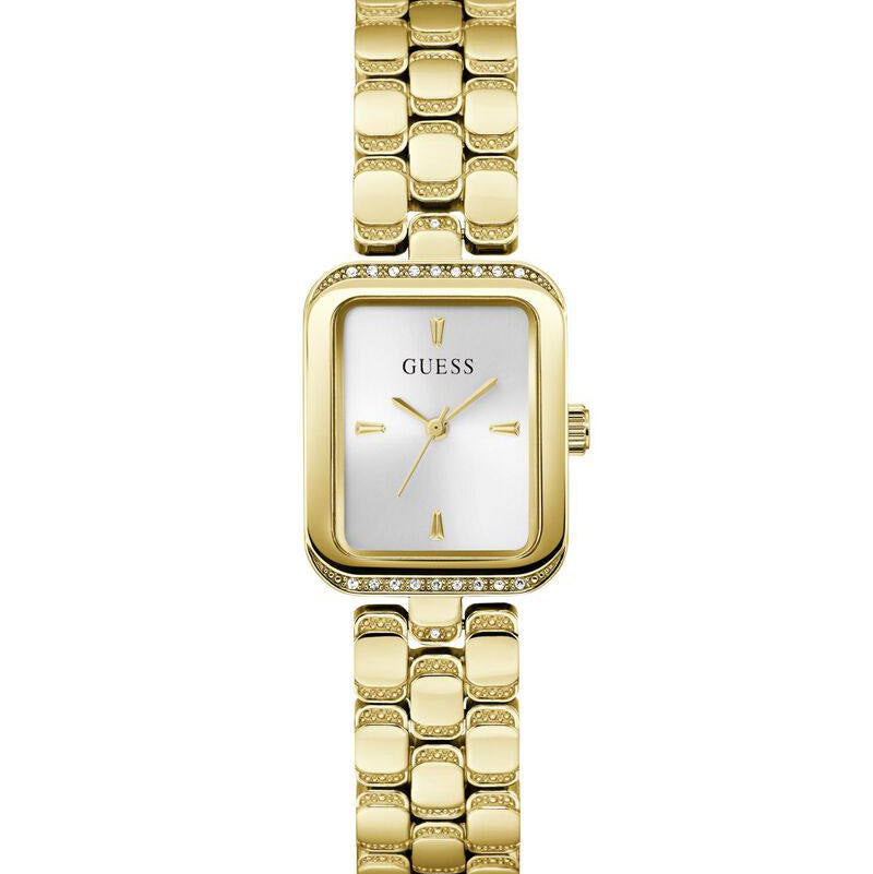 Guess Rectangular Analog Watch with Two-Tone Metallic Link Bracelet