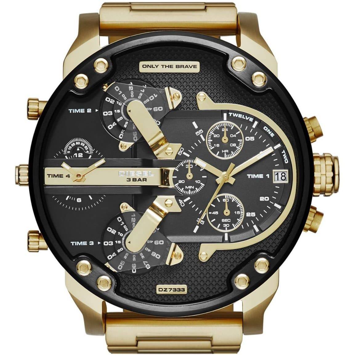 Diesel DZ7333 Multi Time Zone Gold Tone Stainless Steel Watch