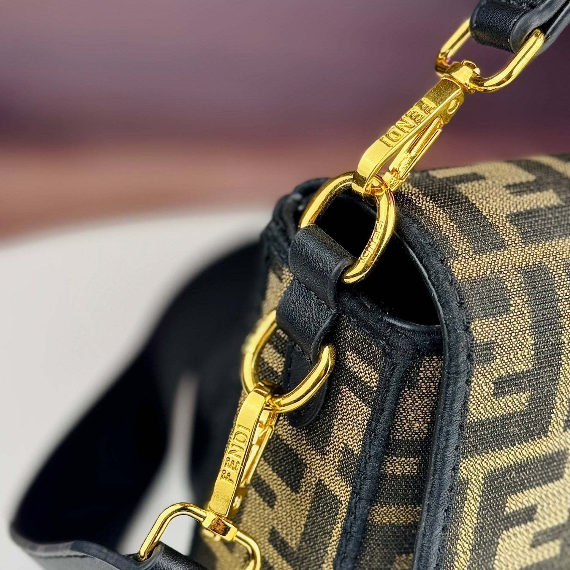 Fendi Zucca Monogram Baguette Bag with Gold Hardware 👜✨🤎