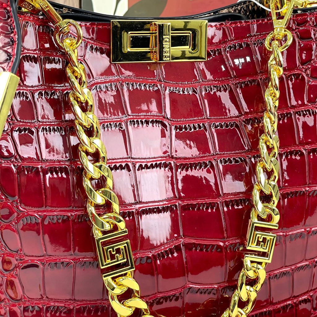 Fendi Red & Black Bag 👜 Chic Designer Tote