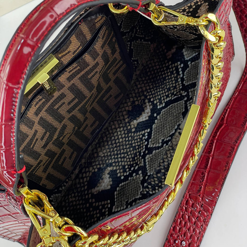 Fendi Red & Black Bag 👜 Chic Designer Tote