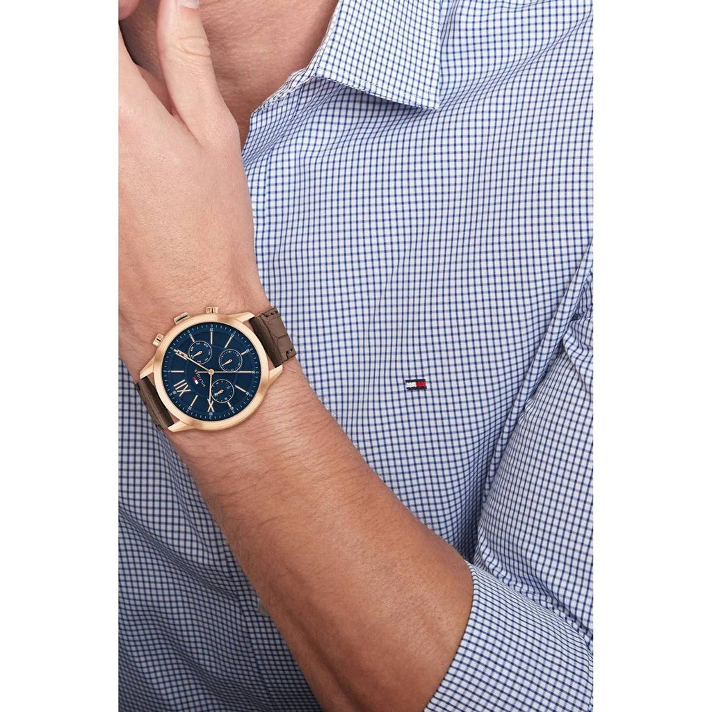 Tommy Hilfiger Blue Leather & Rose Gold Watch ⌚💙✨