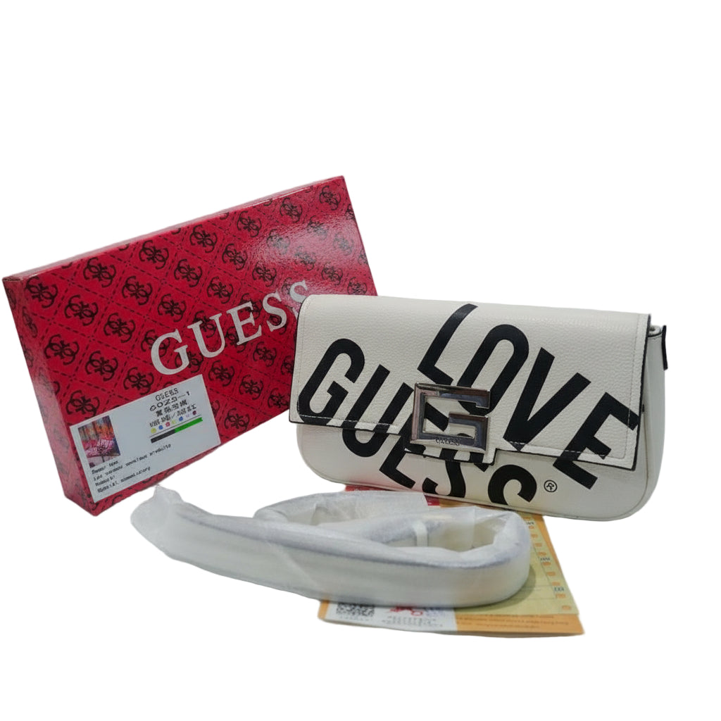 GUESS Love Logo Printed Flap Shoulder Bag 🤍 bold statement
