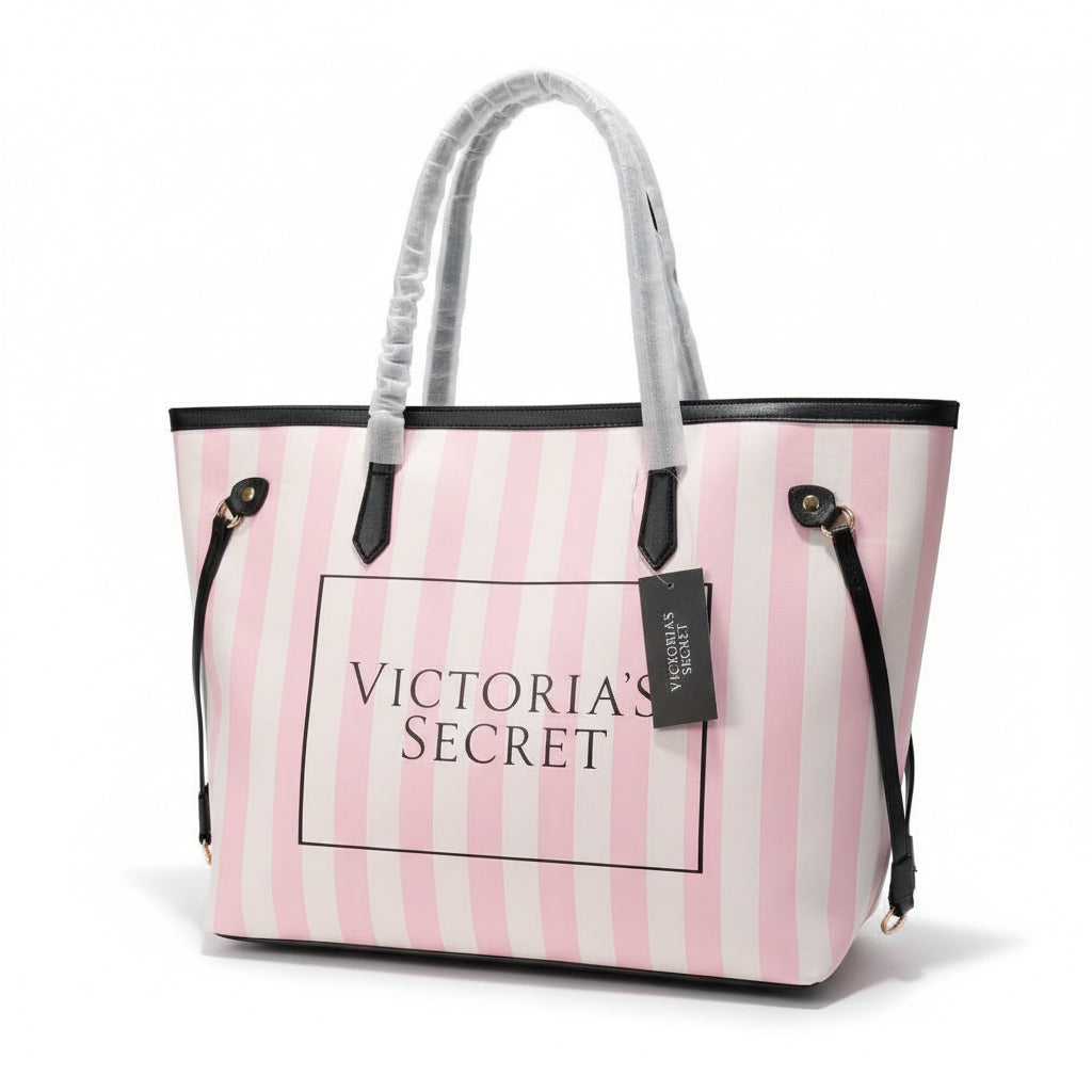 🛍️ Victoria's Secret Pink Stripe Logo Tote Bag ✨