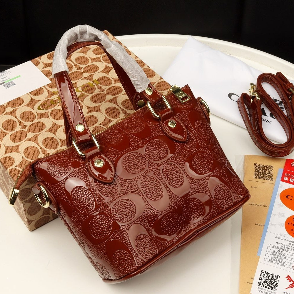COACH Glossy Red Satchel with Detachable Cherry Charm 🍒✨👜