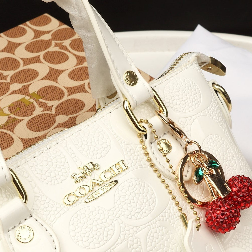 COACH Glossy Red Satchel with Detachable Cherry Charm 🍒✨👜