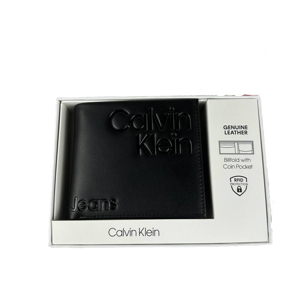 Calvin Klein Men's Black Leather RFID Billfold Wallet with Coin Pocket 🖤💳💰