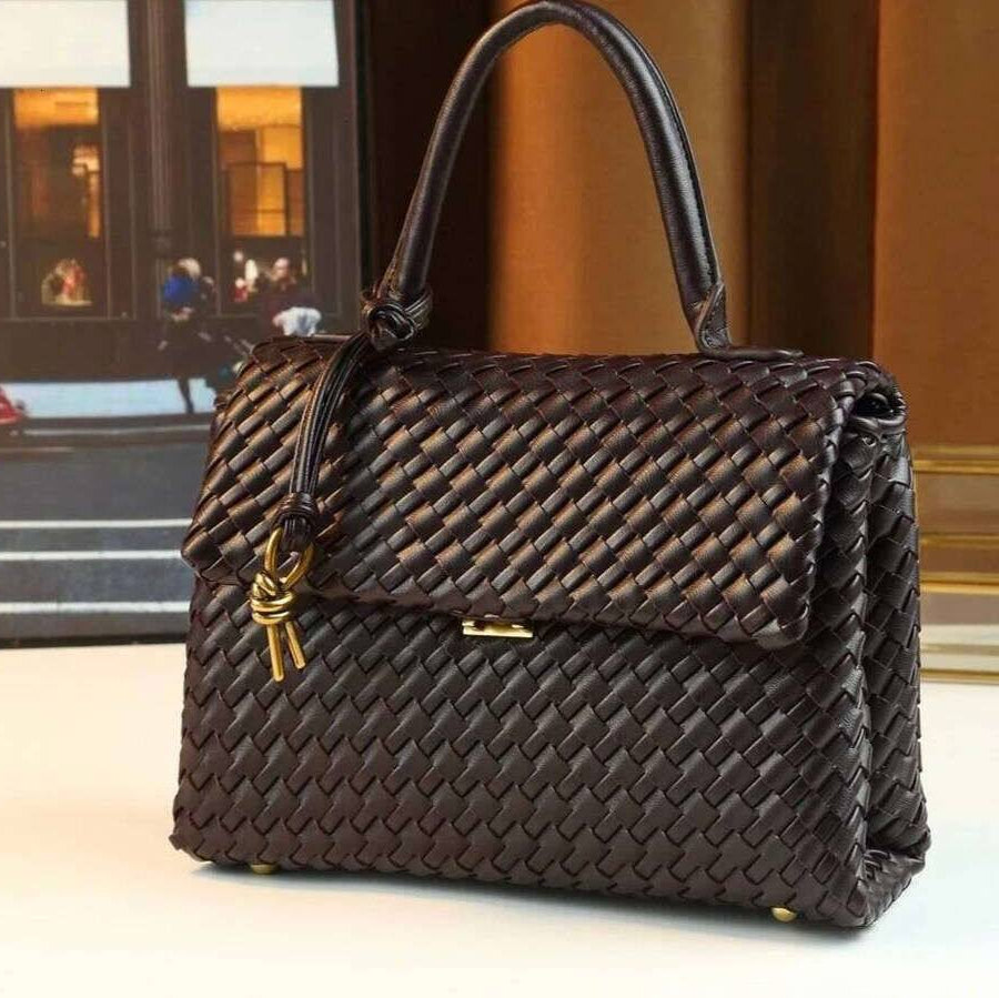Sophisticated Woven Leather Top-Handle Handbag 👜✨💼