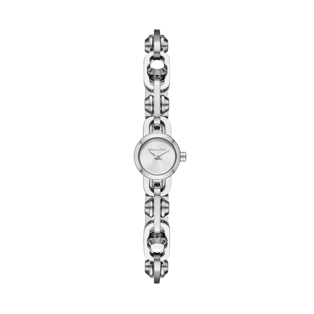 Michael Kors Women's Mini Silver-Tone Chain Link Bracelet Watch ⛓️🤍✨